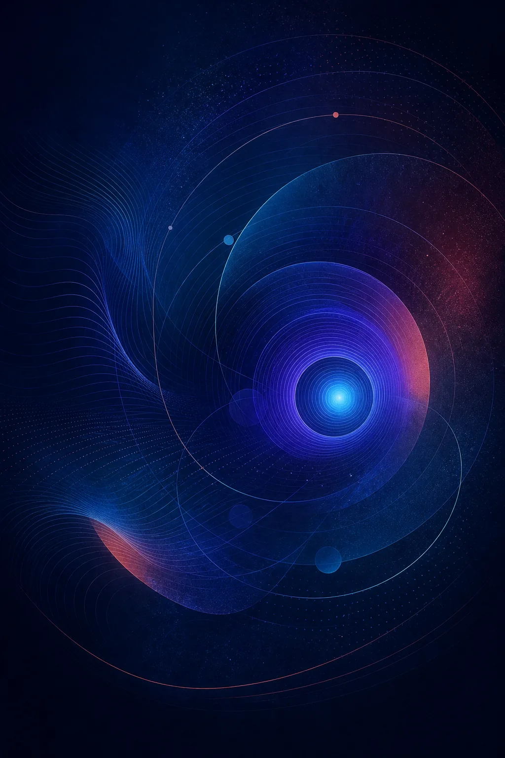 Abstract blue and violet wave field representing focus and digital discovery
