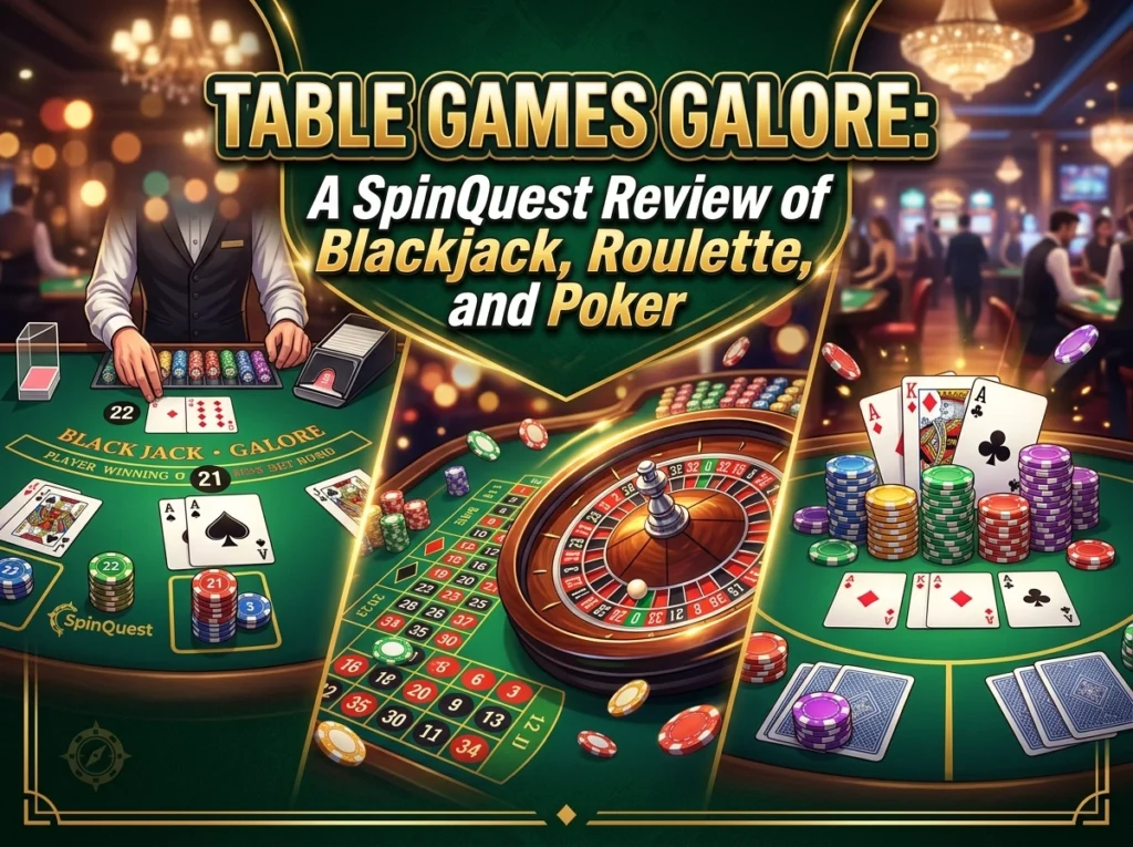 Table Games Galore: A SpinQuest Review of Blackjack, Roulette, and Poker